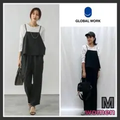 グローバルワーク サロペット＊長袖Tシャツセット ブラック Mサイズ