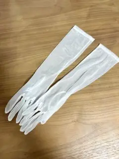 ウェディンググローブ　ホワイト ロング 肘下　シースルー