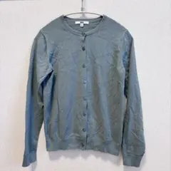 UNIQLO カーディガン M UVカット　クルーネック　水色　グリーン