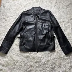 美品 BEAMS ラムレザー 薄手ライダース シングル L サイズ　ブラック