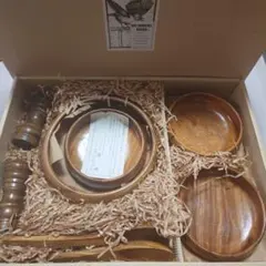 木製食器セット（皿・スプーン・フォーク）