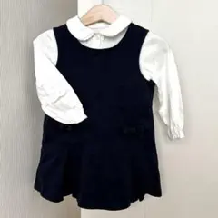 極美品:コムサフォセット ネイビーワンピースとブラウス　幼稚園受験90cm