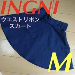 INGNI イング　レディース　ミニ　スカート　ネイビー　リボン　ヒラヒラ　M