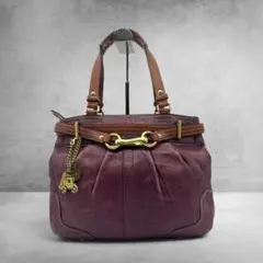 希少 COACH ポピー スタッド イースト/ウエスト サッチェル 紫 - メルカリ