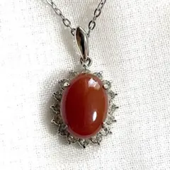 ヴィンテージネックレス 天然石 赤瑪瑙 メノウ シルバーチェーン アンティーク①