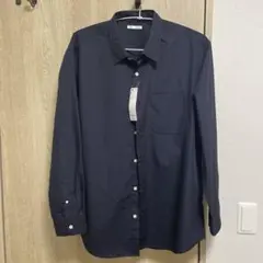 ネイビー 長袖シャツ ポケット付き