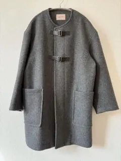 BEAMS LIGHTS ノーカラーベルベットコート　グレー