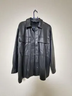 ZARA ブラックレザーシャツジャケット