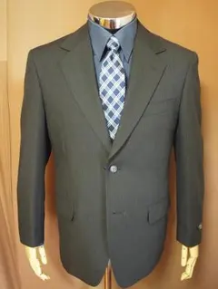 秋冬物２ボタンスーツ(A4)茶グレーxストライプ柄セットアップメンズ