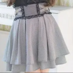 ROJITA クロスベルト2段フレアスカート ギンガムチェック