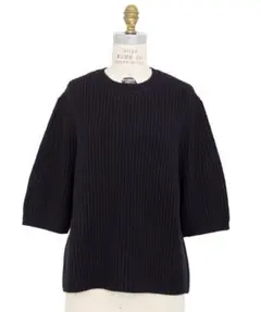 美品✨ドゥロワー カシミヤ ウール ニットセーター 畦編み スリット ブラック 美品✨ドゥロワー カシミヤ ウール ニットセーター 畦編み