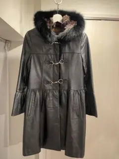 BALMAIN PARIS レザー レオパード リアルファーファイアーマンコート