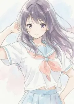 額装入りA4サイズポスター： ガールズ＆パンツァー 冷泉麻子 イラスト