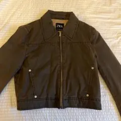 最終値下げ！ZARA ダークブラウン ジップアップジャケット US S
