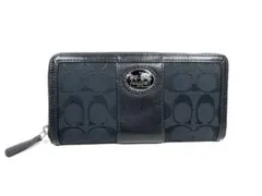 超美品　コーチ COACH シグネチャー ラウンドファスナー長財布　男女兼用