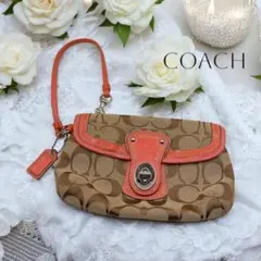【COACH】コーチリストレットポーチシグネチャーキャンバスレザーマルチケース