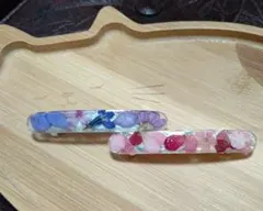 ハンドメイド バレッタセット purple pink