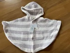 ジェラートピケ ストライプフード付きポンチョ 70-80cm