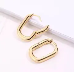 387 ゴールド フープ ピアス s925 スクエア 韓国 結婚式 ブライダル