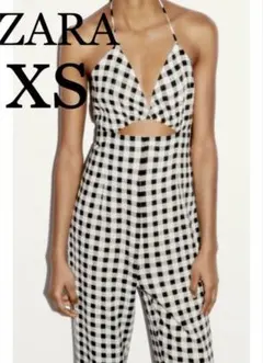 新品タグ付き ZARA ギンガムチェック オールインワン XSのサムネイル