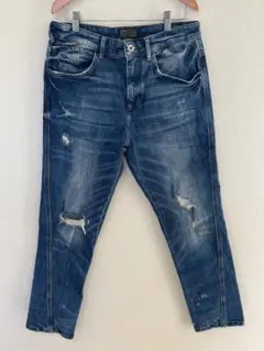 ザラマン　デニム　ジーンズ　ダメージデニム　クラッシュジーンズ　ブルー