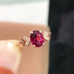 J454-5セール☆雫の蕾ルビーリングsvピンクゴールドコーティング