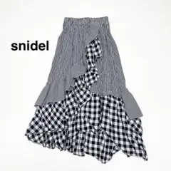 snidelスナイデル イレヘムフリルギャザースカート ギンガムチェック ロングのサムネイル