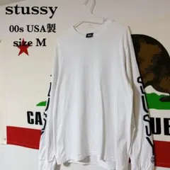 00s USA製 STUSSY ロングスリーブ Tシャツ サイズ M 袖プリント