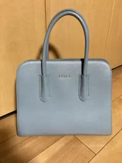 【美品】FURLA フルラ 2way ハンドバッグ ブルー 自立 ストラップ付