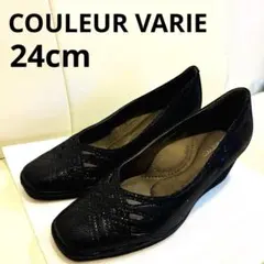 クロールバリエ COULEUR VARIE スクエアトゥパンプス 黒　24のサムネイル