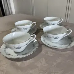 ノリタケティーカップ＆ソーサー 4客 チャームフラワーシリーズ