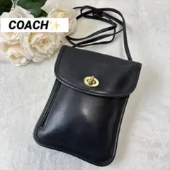 【希少・極美品】OLD COACH ツーリストポーチ ターンロック USA製　黒