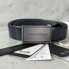 ARMANI EXCHANGE アルマーニ ベルト ネイビー 本革 ロゴのサムネイル