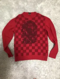 55DSL 赤 チェック柄 セーター
