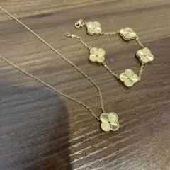 ゴールド 花モチーフ ネックレス ブレスレット セット