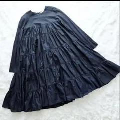 美品 Merlette マーレット エッサオーイラ ティアードワンピース M 紺