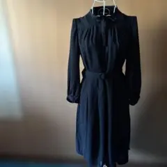 ハンドメイド　ブラックロングドレス ウエストベルト付き