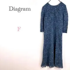 ♦︎ダイアグラム【F】ロング丈ワンピース フレアスカート 花柄レース 総柄