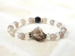 送料無料！消毒済み【成功☆精神安定】スモーキークオーツ&オニキスのブレスレット