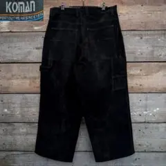 90s　ヴィンテージ　極太ワイド　フェイクレザー　ベロアパンツ　ギャング系　黒