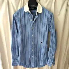 ポロラルフローレン 青と白のストライプ 長袖シャツ Sサイズ