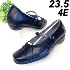 極美品 ペダラ 4E レザー メリージェーン パンプス 黒23.5 外反母趾のサムネイル
