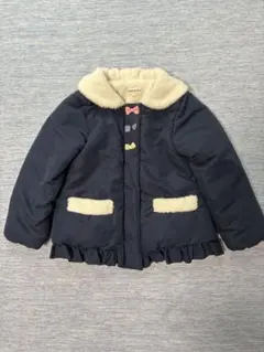 SHOO LA RUE 中綿コート 110 ボア ネイビー リボン