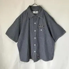【美品/レッドキャップ】ワッペン付/ヒッコリーワークシャツ L 綿100のサムネイル