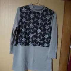 花柄刺繍の長袖チュニック