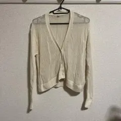 ユニクロ　UNIQLO アイボリー メッシュ編み カーディガン
