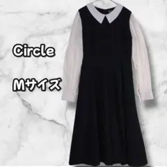 S0271　ワンピース　配色襟　ブラック　M