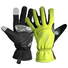 【売れ筋】XL 防風グローブ サイクリング パッド付き 黄色 秋冬 スマホ対応