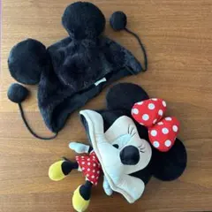 ディズニー　ファンキャップ　ミッキー&ミニー　耳付き帽子2個セット