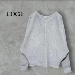 coca コカ ドルマン Vネック リブニット グレー M 長袖 レディース秋冬